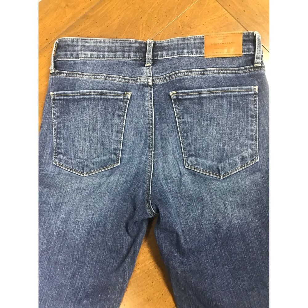 Lucky Brand Ava Skinny Jeans Dark‎ Wash Frayed Hem Distressed Size 6 28 - Picture 8 of 10